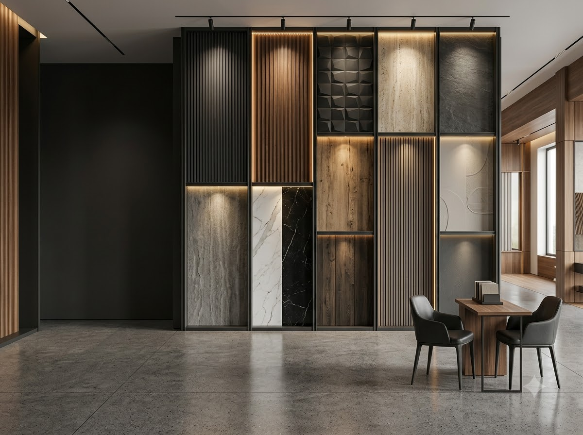 Warm wood panelled interior